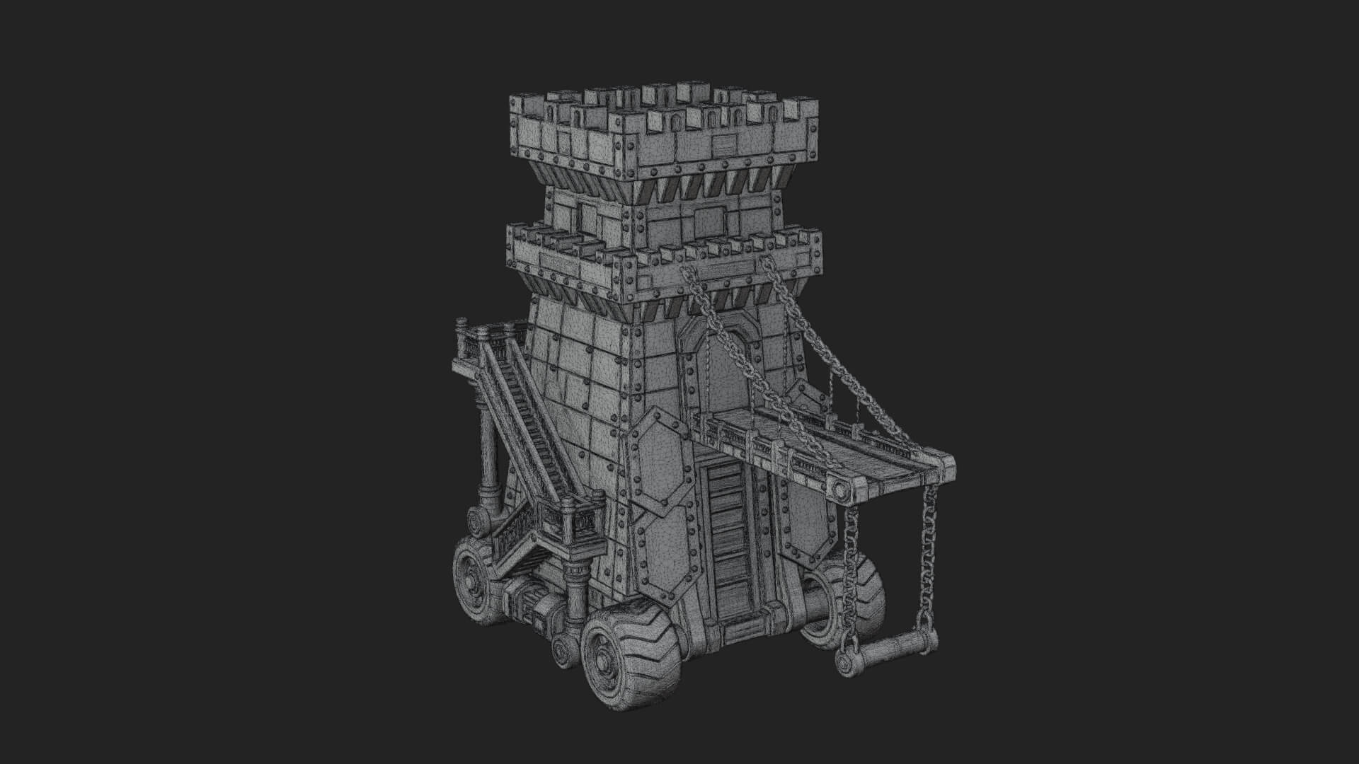 Wheeled Siege Tower Model Design 3 3D Print Model 3D Model
