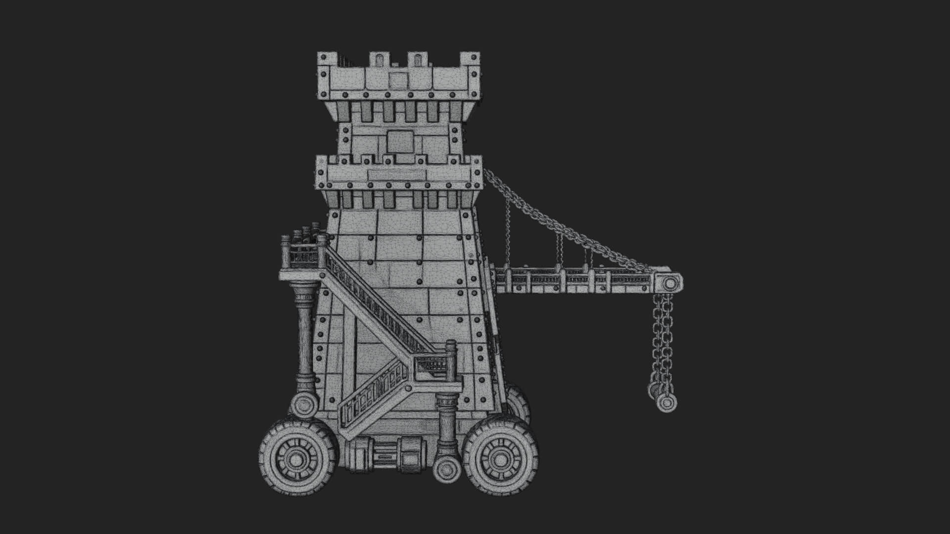 Wheeled Siege Tower Model Design 3 3D Print Model 3D Model