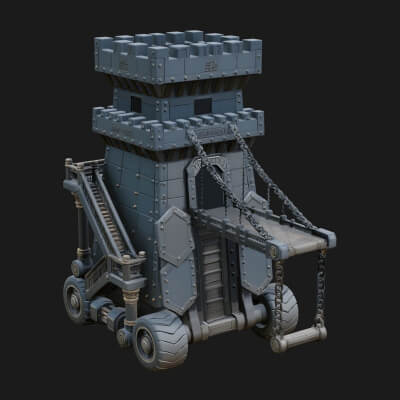 Wheeled Siege Tower Model Design 3 3D Print Model