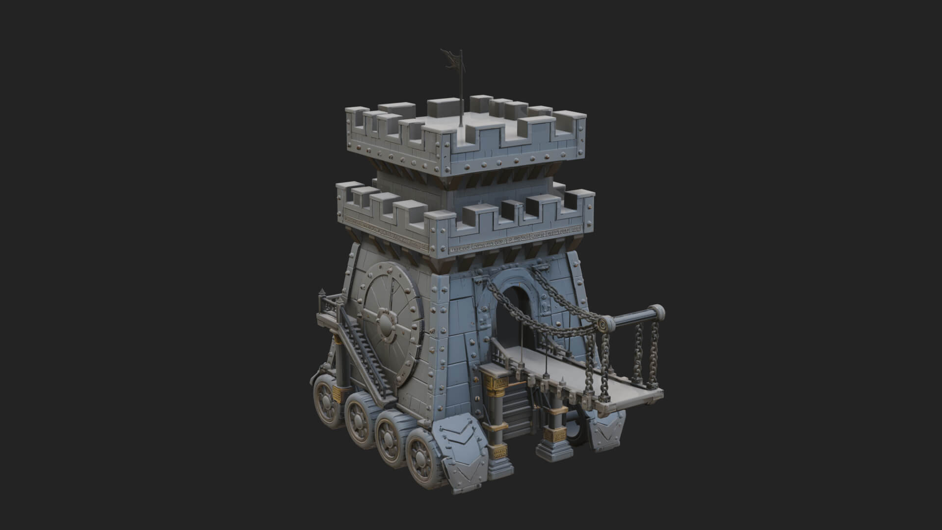 Wheeled Siege Tower Model Design 4 3D Print Model 3D Model