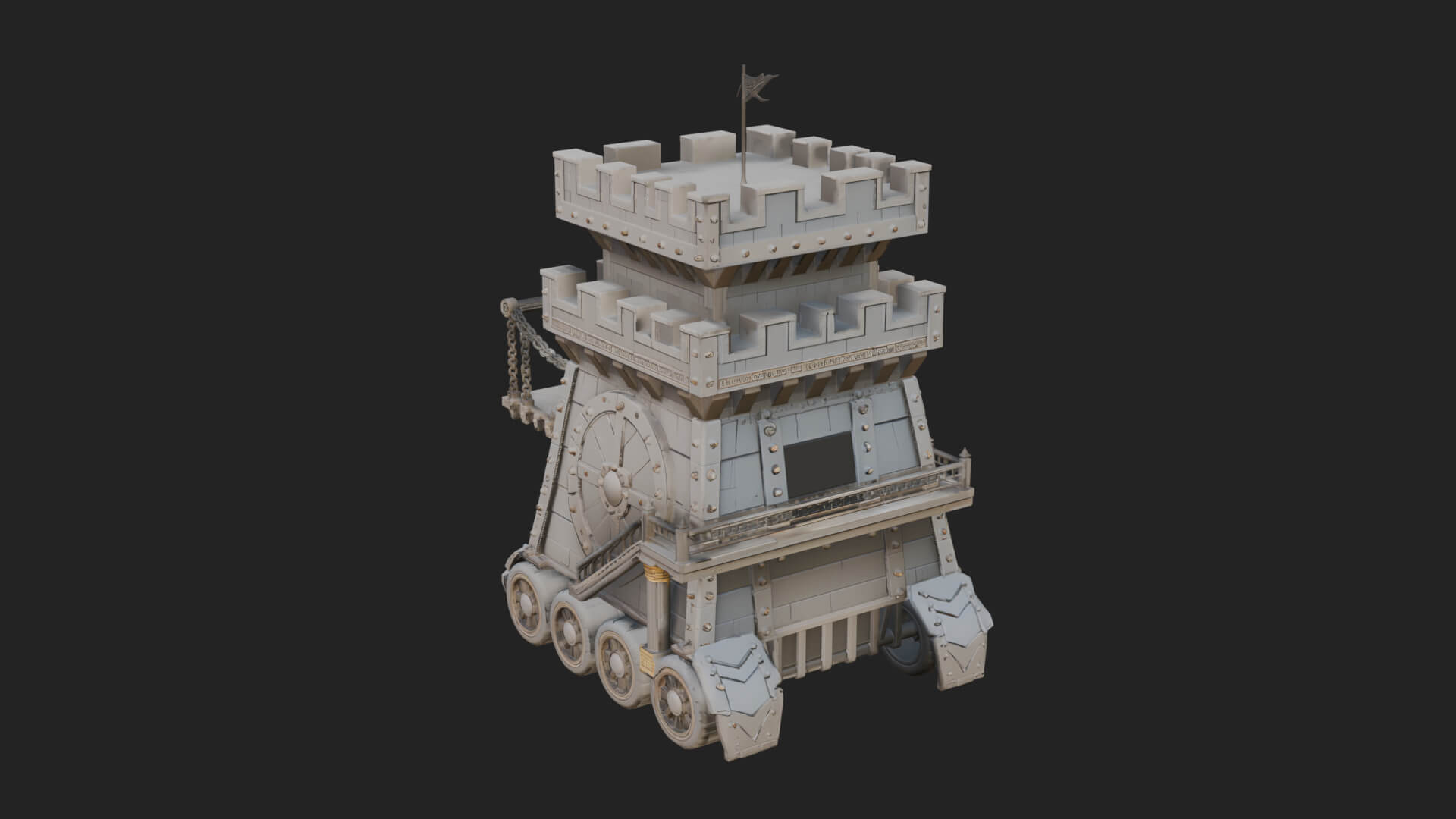 Wheeled Siege Tower Model Design 4 3D Print Model 3D Model