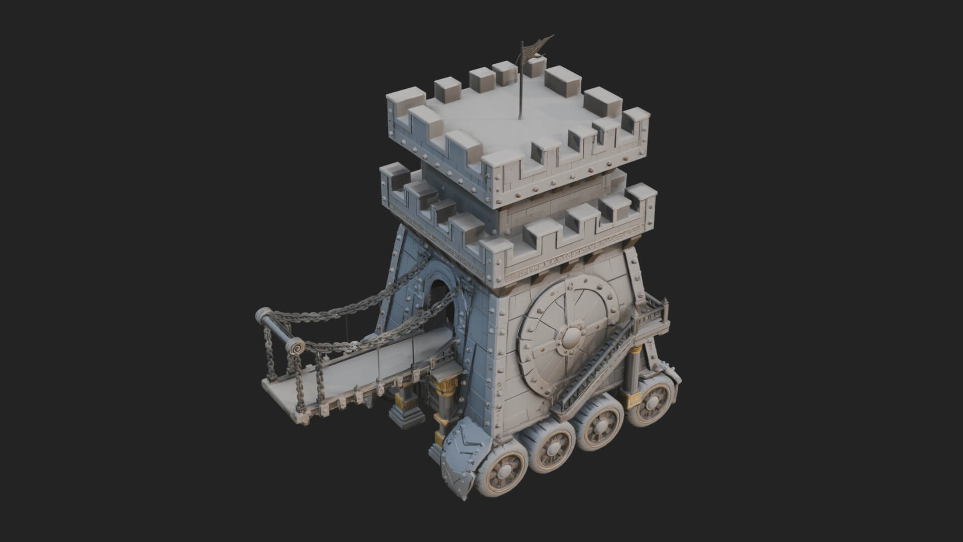 Wheeled Siege Tower Model Design 4 3D Print Model 3D Model