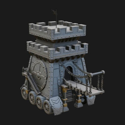 Wheeled Siege Tower Model Design 4 3D Print Model