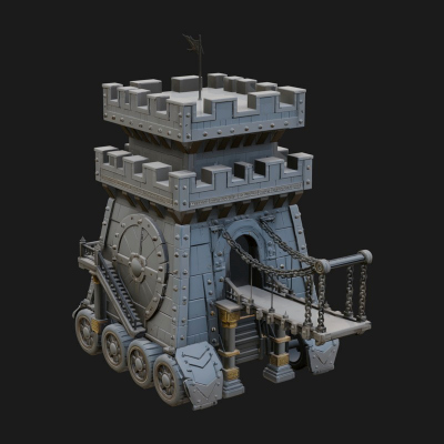 Wheeled Siege Tower Model Design 4 3D Print Model
