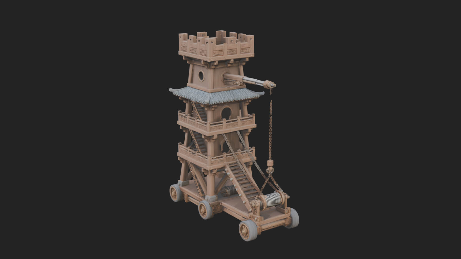 Wheeled Siege Tower Model Design 5 3D Print Model 3D Model