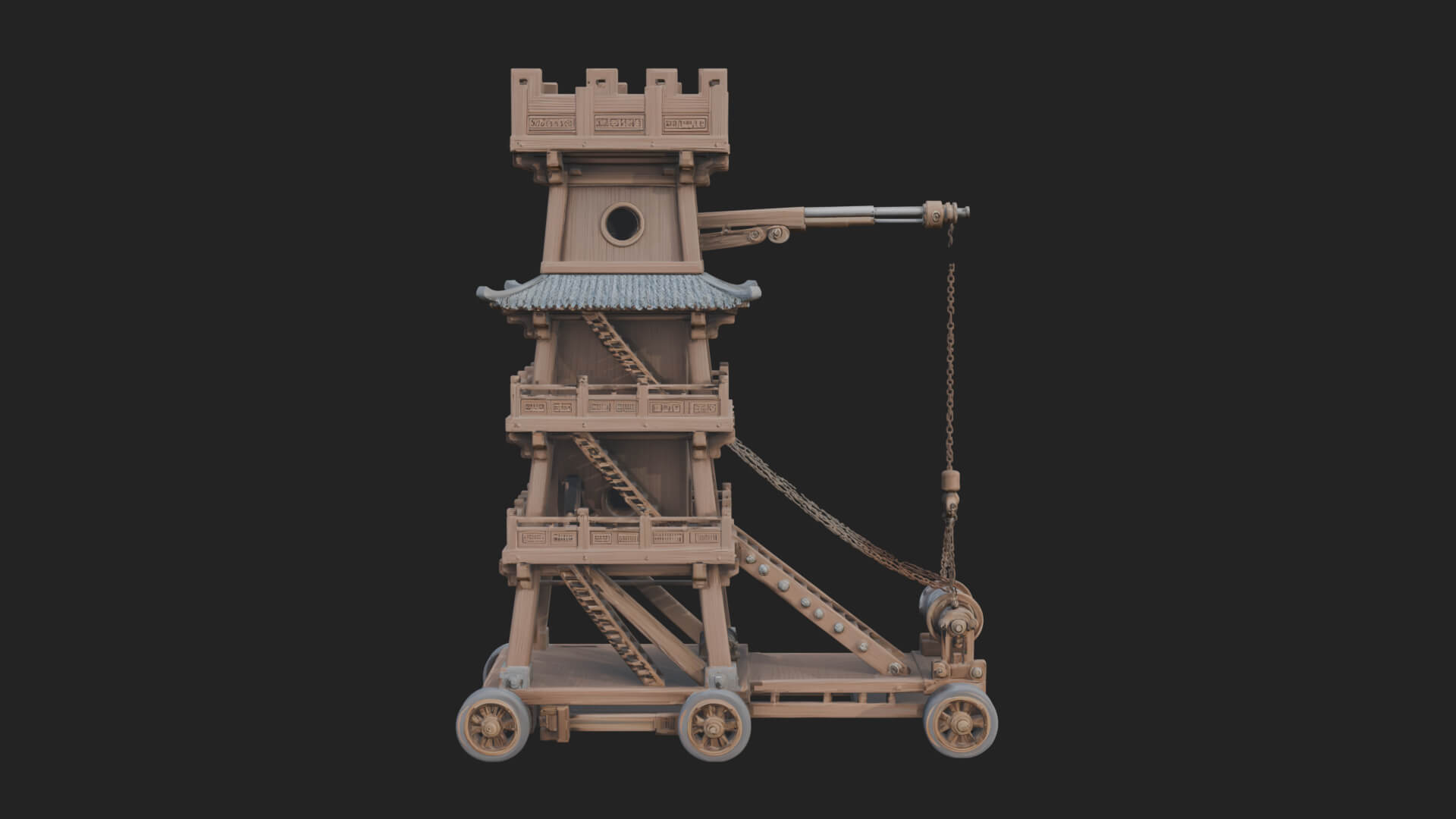 Wheeled Siege Tower Model Design 5 3D Print Model 3D Model