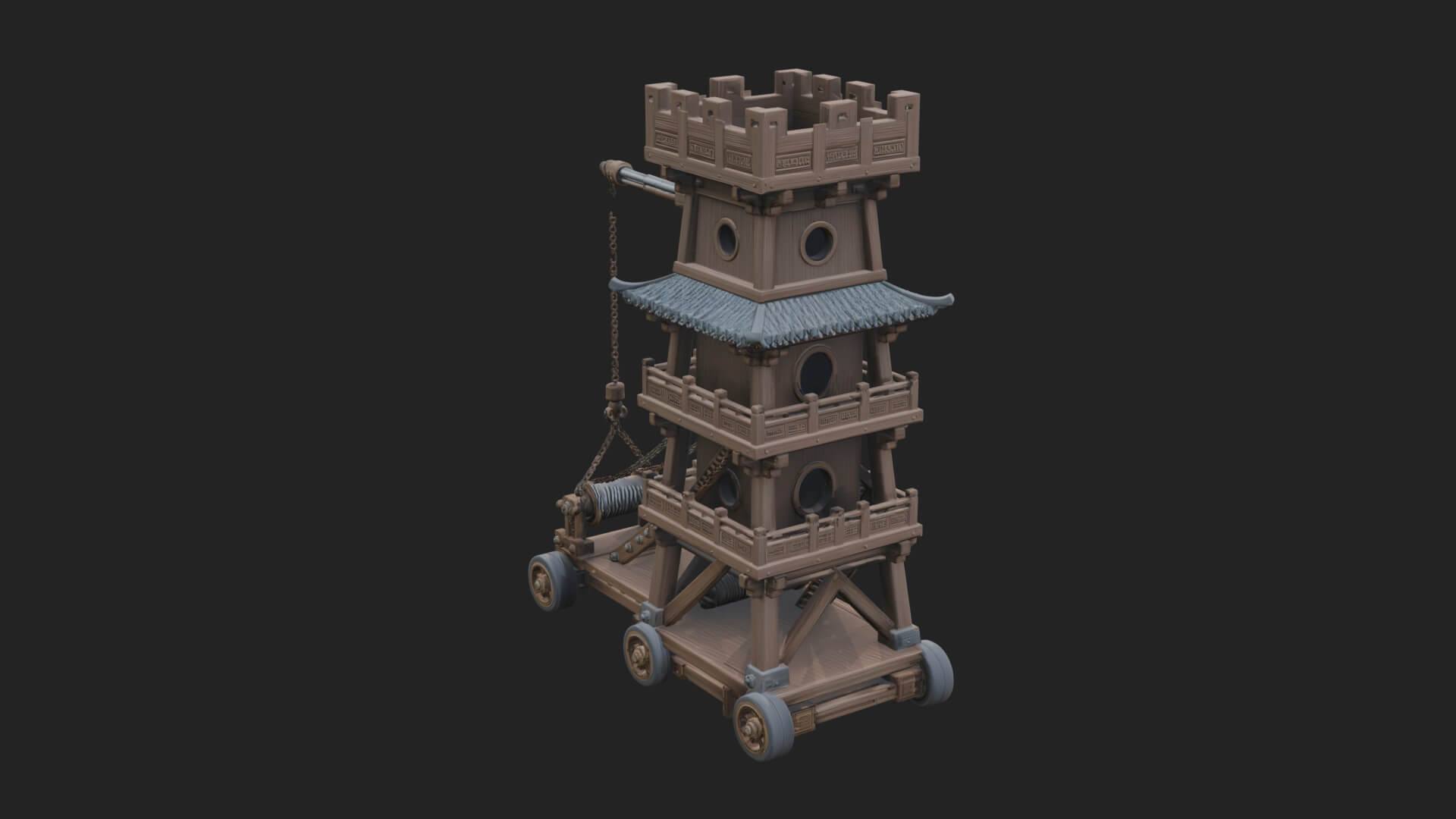 Wheeled Siege Tower Model Design 5 3D Print Model 3D Model