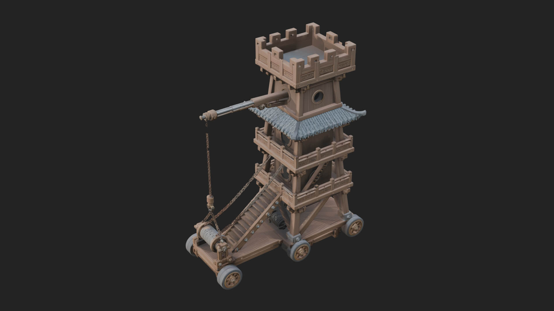 Wheeled Siege Tower Model Design 5 3D Print Model 3D Model