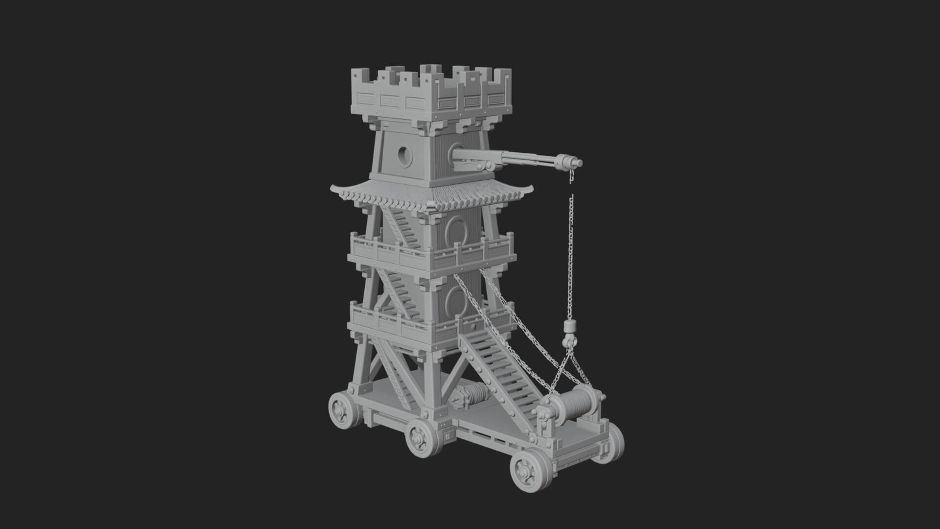 Wheeled Siege Tower Model Design 5 3D Print Model 3D Model