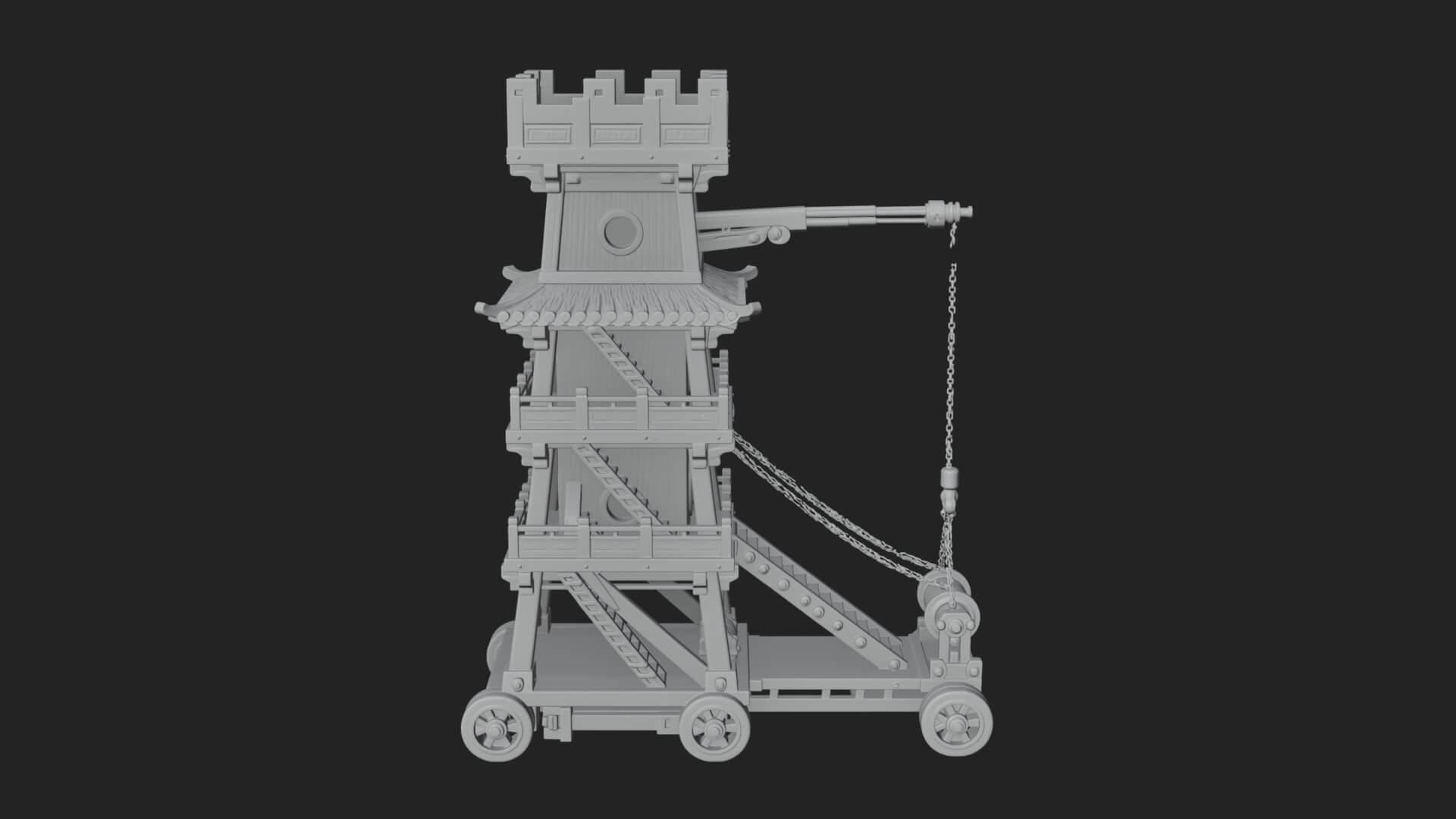 Wheeled Siege Tower Model Design 5 3D Print Model 3D Model
