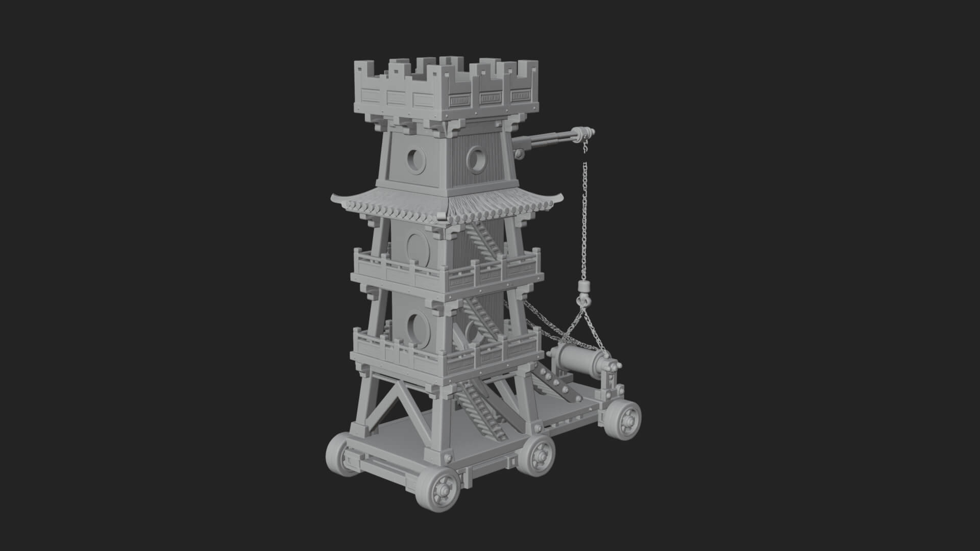 Wheeled Siege Tower Model Design 5 3D Print Model 3D Model