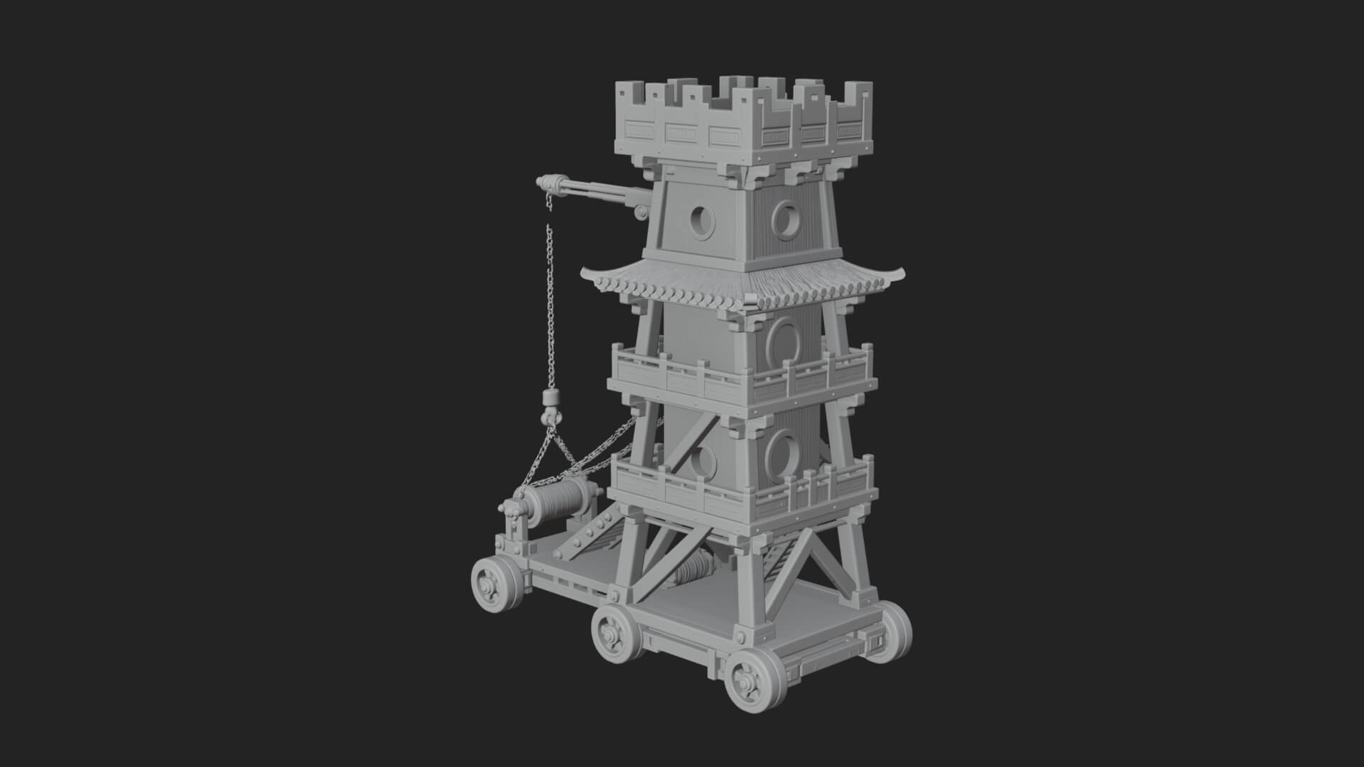 Wheeled Siege Tower Model Design 5 3D Print Model 3D Model