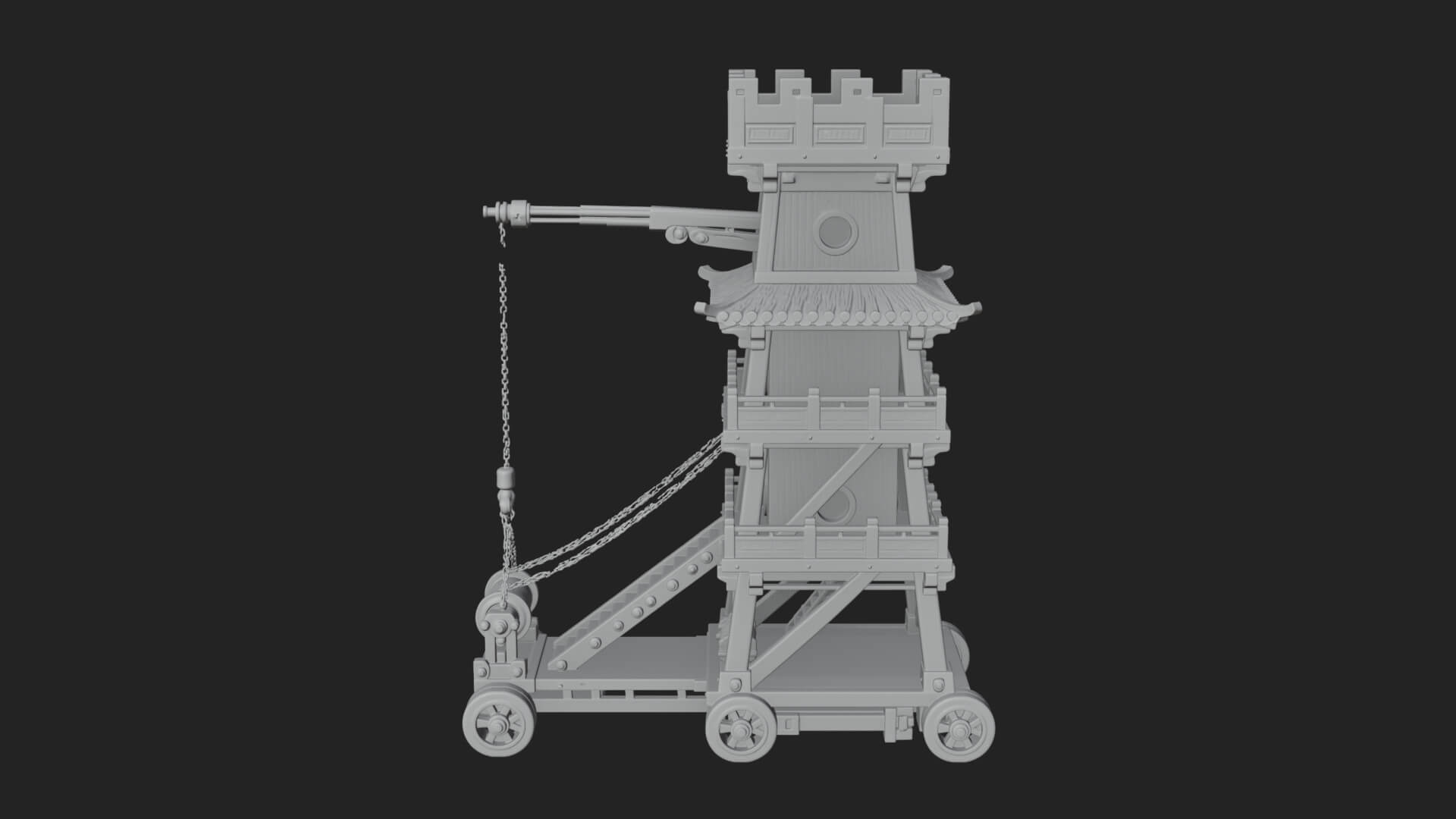 Wheeled Siege Tower Model Design 5 3D Print Model 3D Model