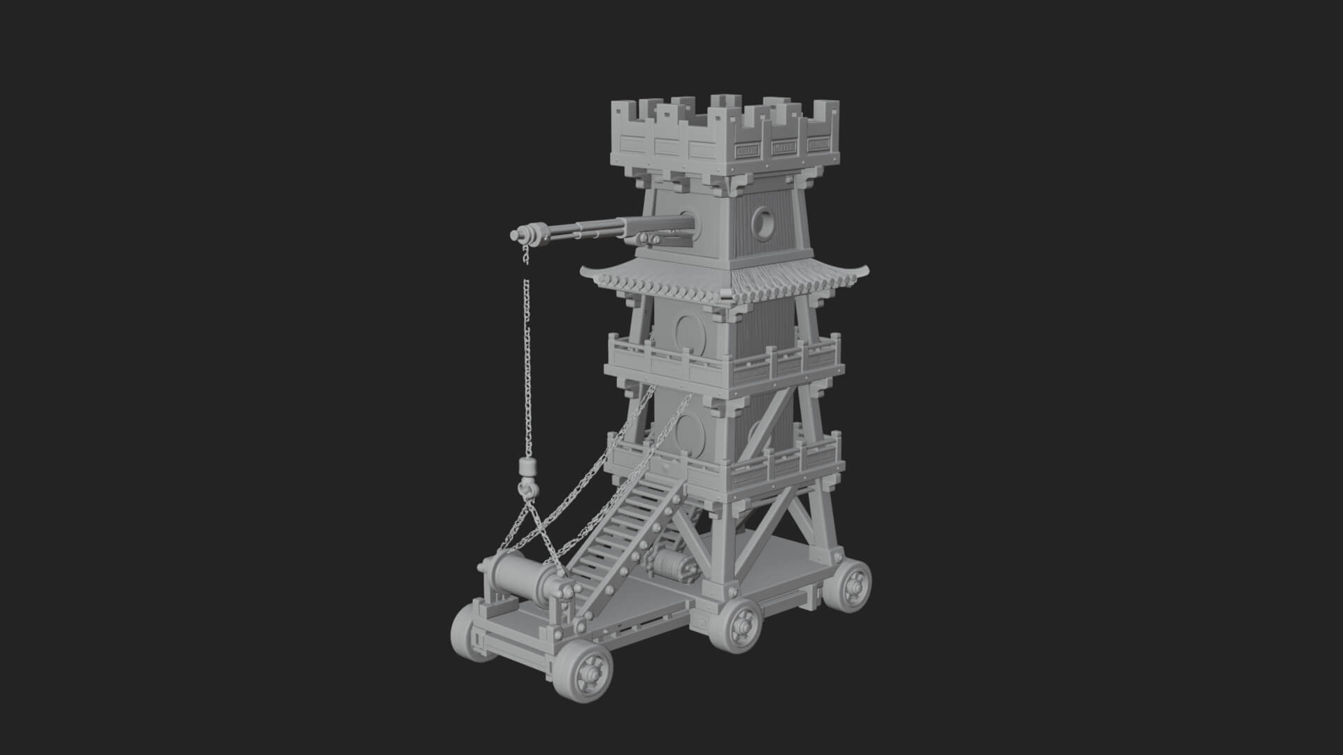 Wheeled Siege Tower Model Design 5 3D Print Model 3D Model