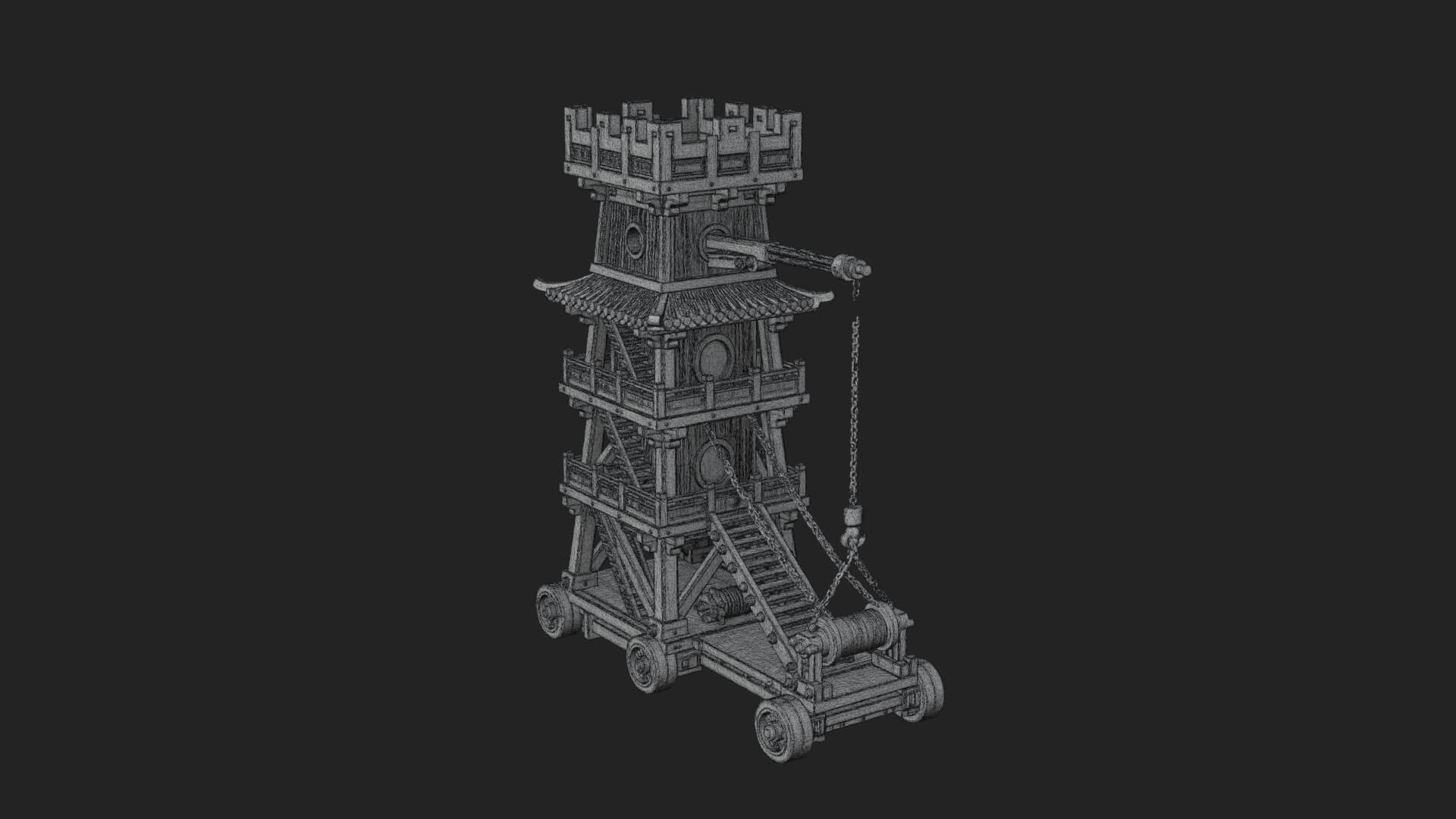 Wheeled Siege Tower Model Design 5 3D Print Model 3D Model