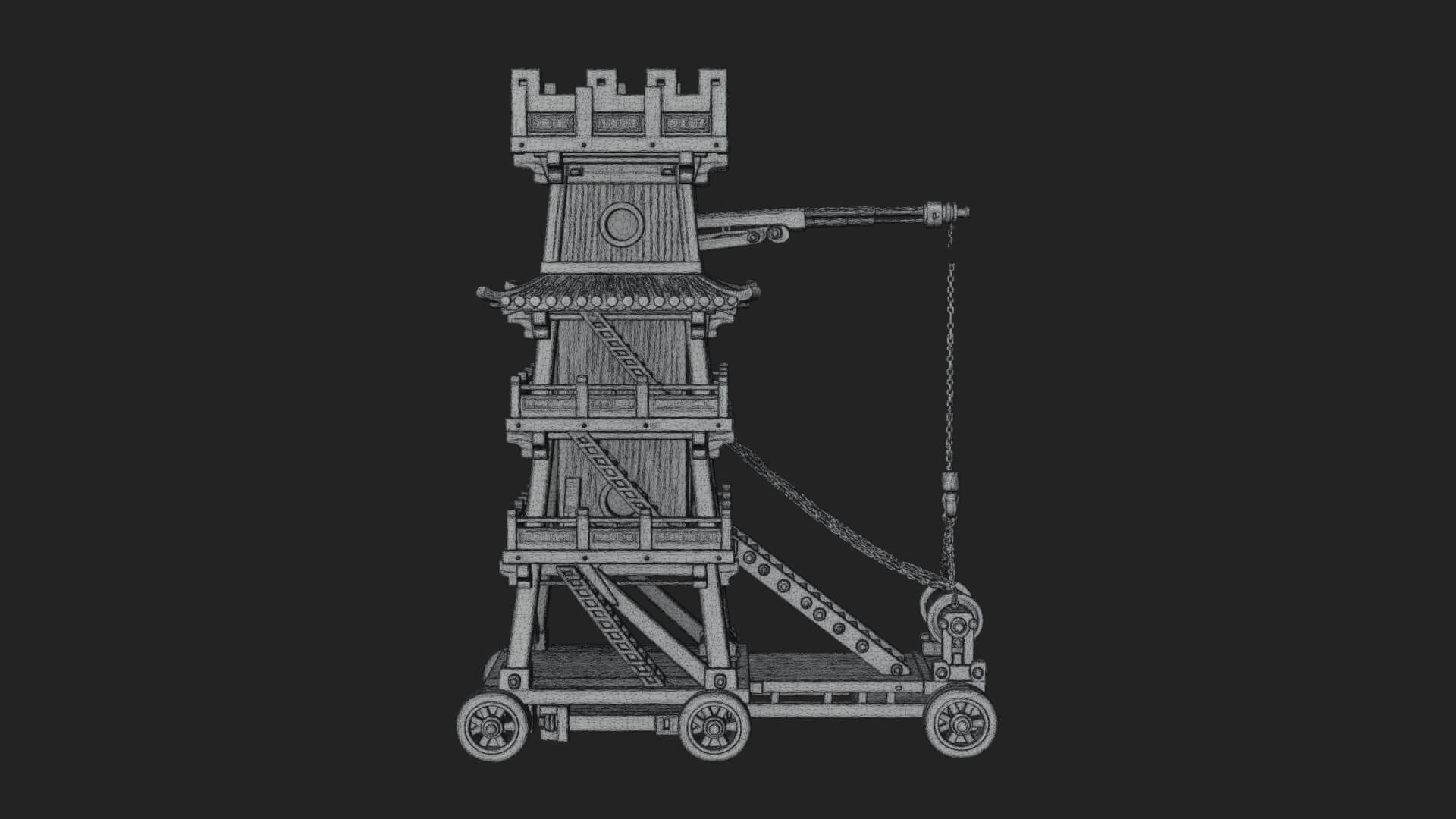 Wheeled Siege Tower Model Design 5 3D Print Model 3D Model