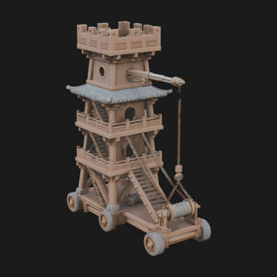 Wheeled Siege Tower Model Design 5 3D Print Model