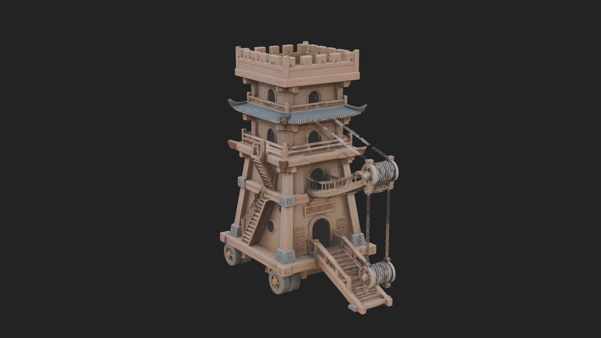 Wheeled Siege Tower Model Design 6 3D Print Model 3D Model