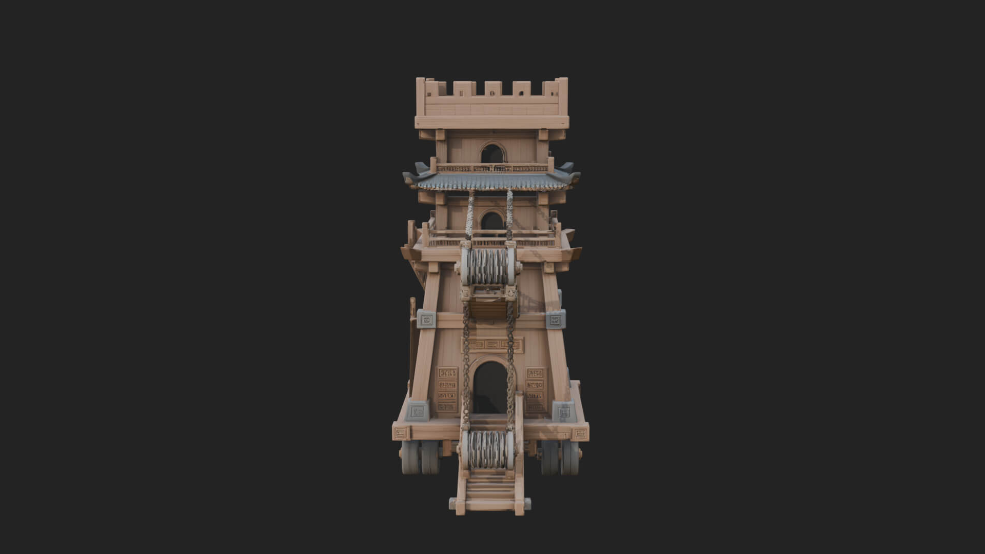 Wheeled Siege Tower Model Design 6 3D Print Model 3D Model