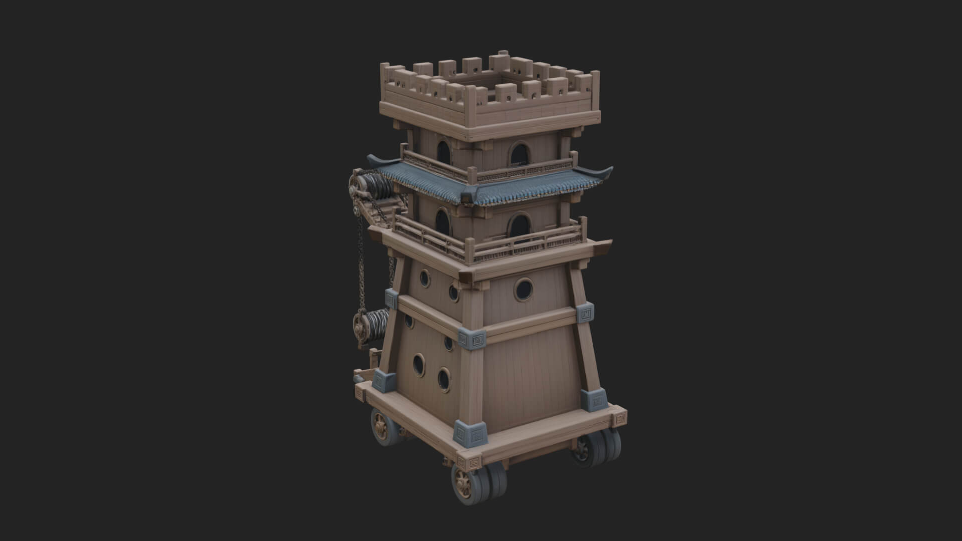 Wheeled Siege Tower Model Design 6 3D Print Model 3D Model