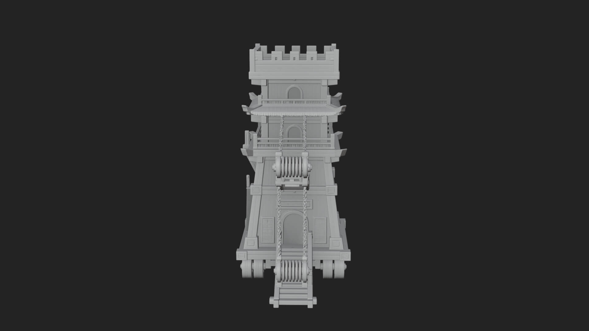 Wheeled Siege Tower Model Design 6 3D Print Model 3D Model