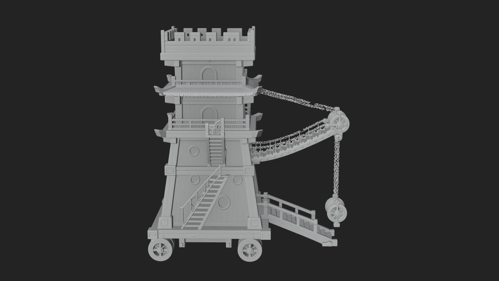 Wheeled Siege Tower Model Design 6 3D Print Model 3D Model