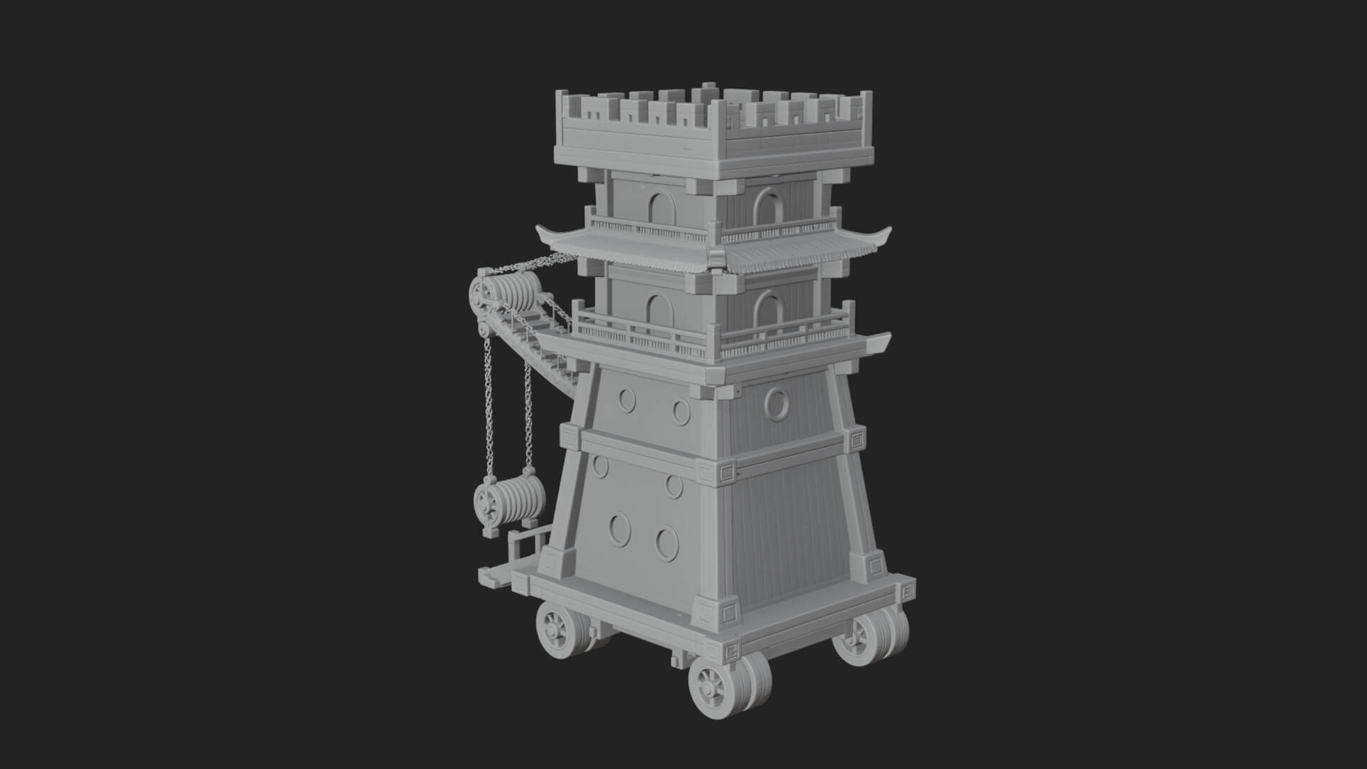 Wheeled Siege Tower Model Design 6 3D Print Model 3D Model