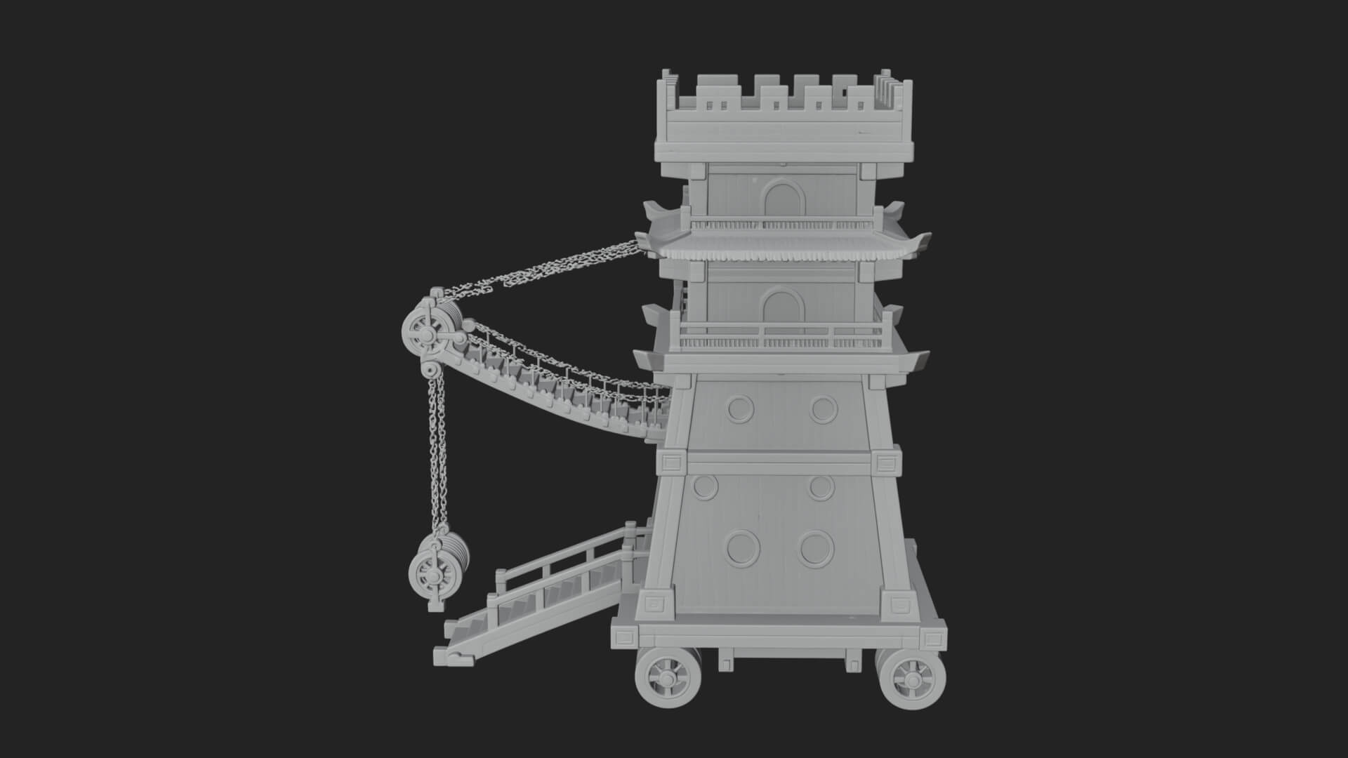 Wheeled Siege Tower Model Design 6 3D Print Model 3D Model