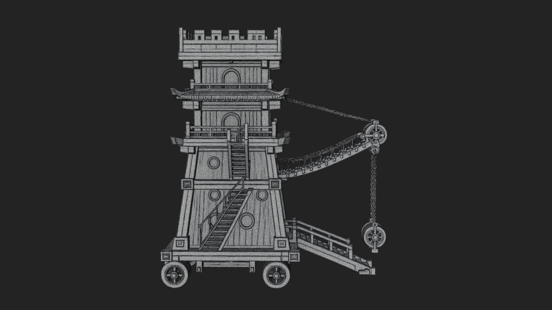 Wheeled Siege Tower Model Design 6 3D Print Model 3D Model