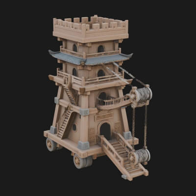 Wheeled Siege Tower Model Design 6 3D Print Model
