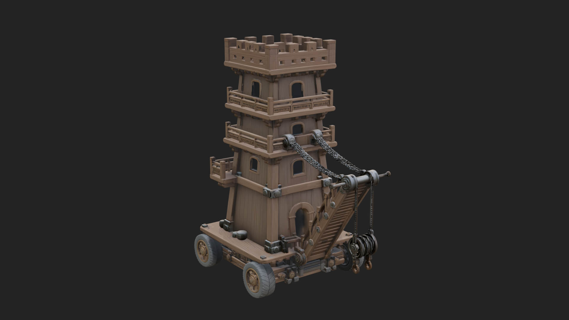 Wheeled Siege Tower Model Design 7 3D Print Model 3D Model