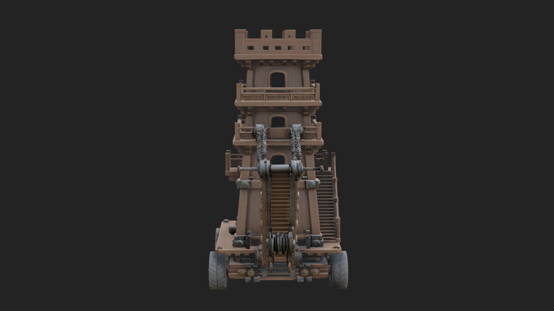 Wheeled Siege Tower Model Design 7 3D Print Model 3D Model