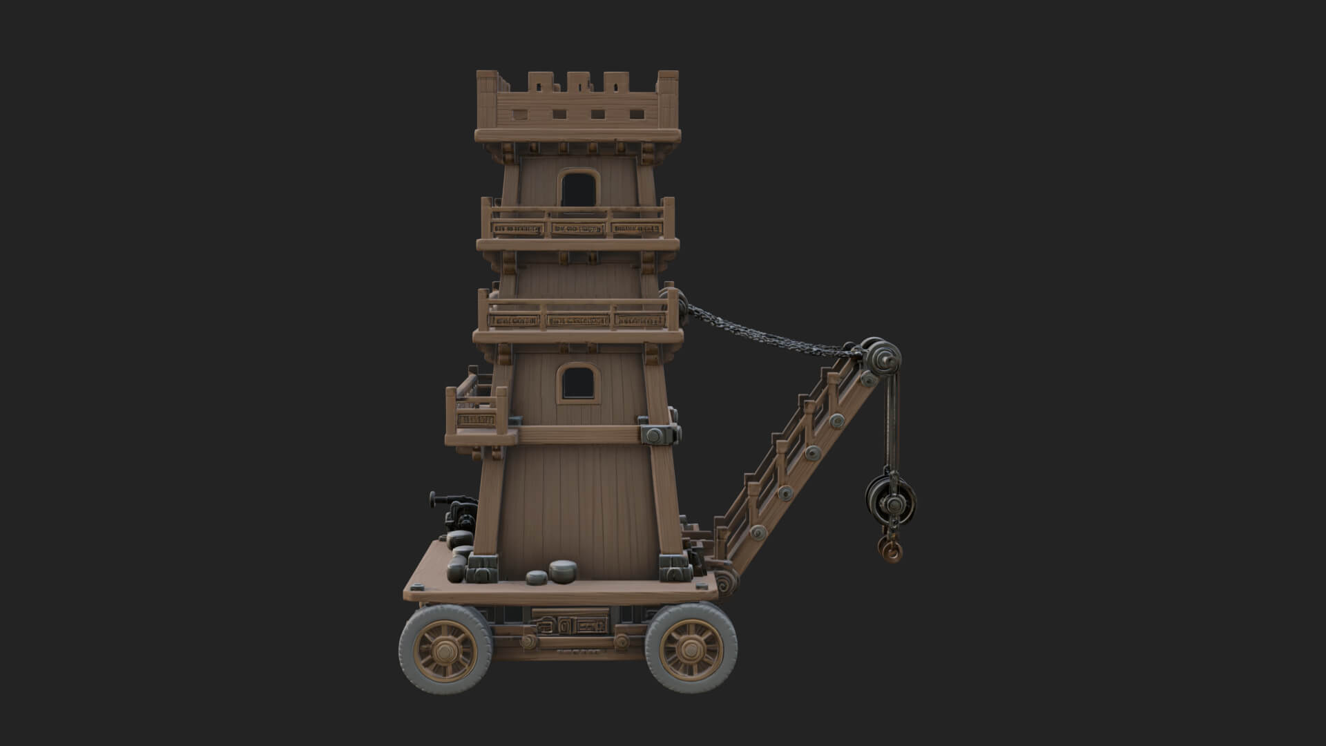 Wheeled Siege Tower Model Design 7 3D Print Model 3D Model