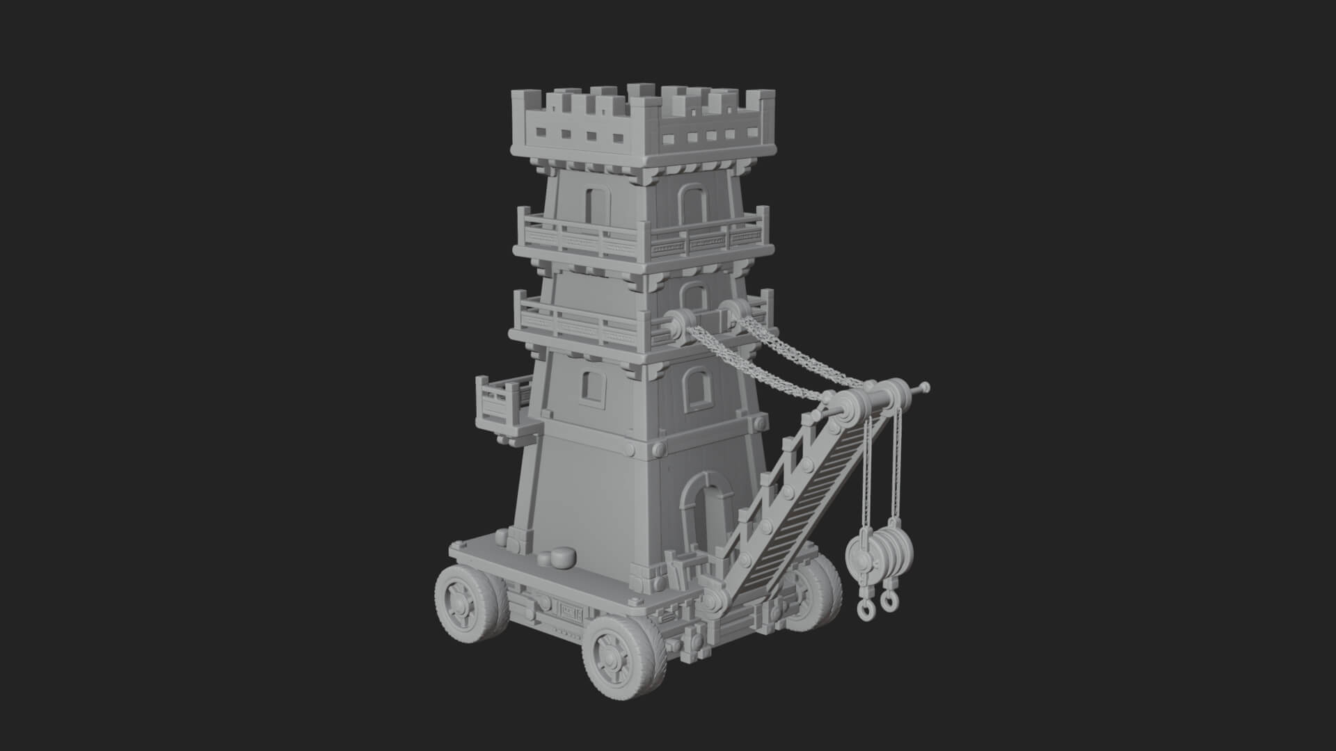 Wheeled Siege Tower Model Design 7 3D Print Model 3D Model