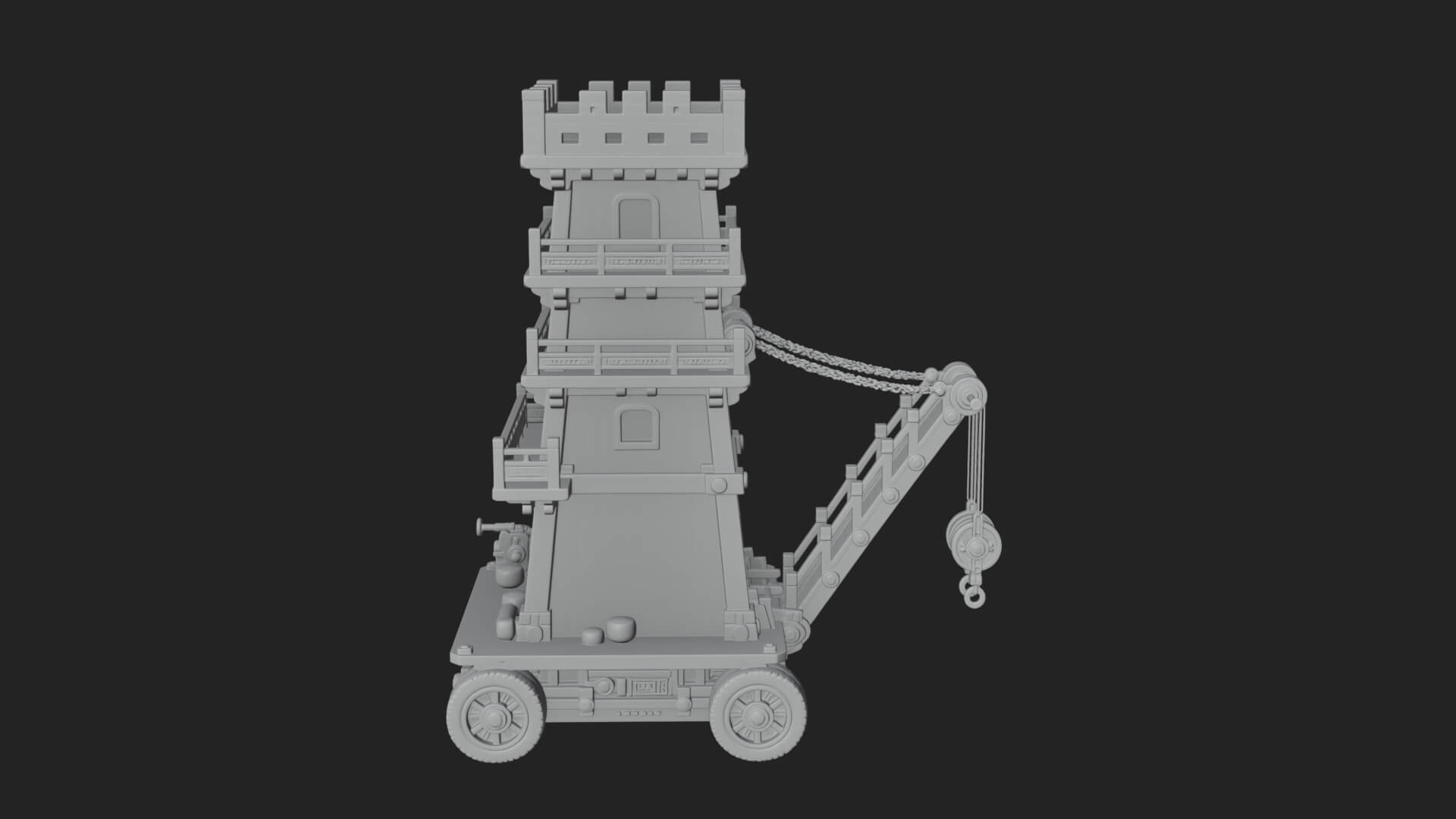 Wheeled Siege Tower Model Design 7 3D Print Model 3D Model