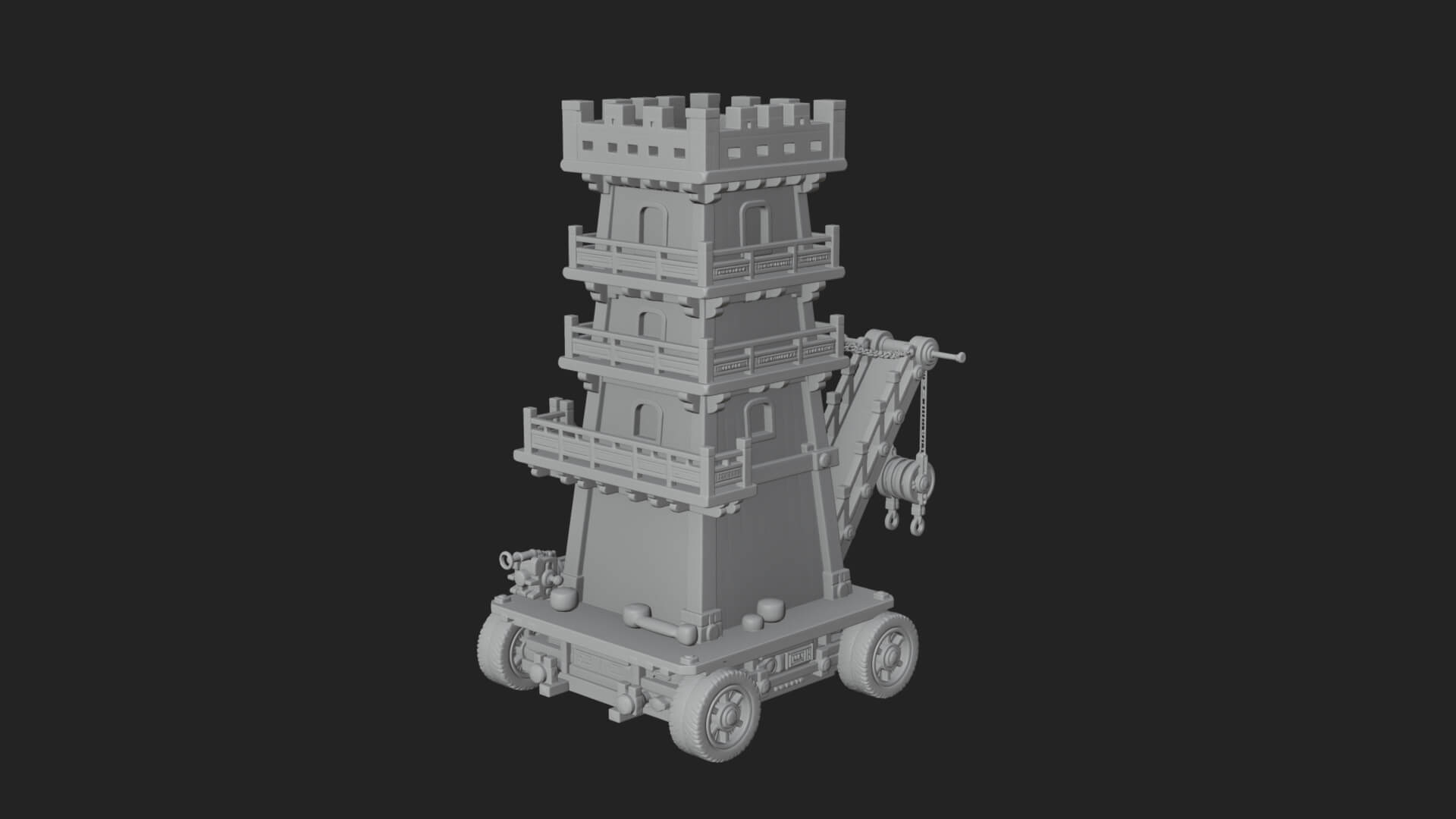 Wheeled Siege Tower Model Design 7 3D Print Model 3D Model