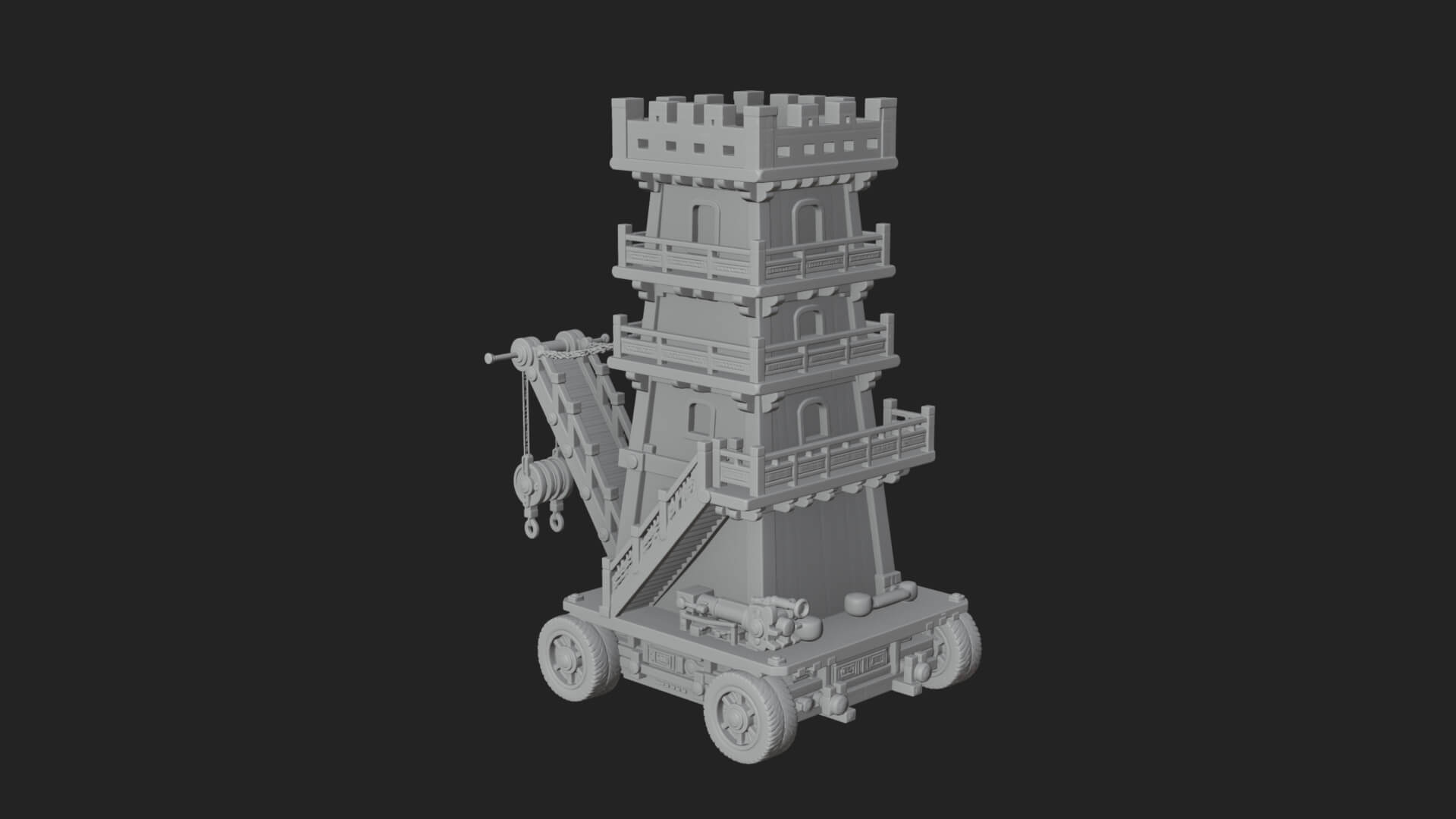 Wheeled Siege Tower Model Design 7 3D Print Model 3D Model