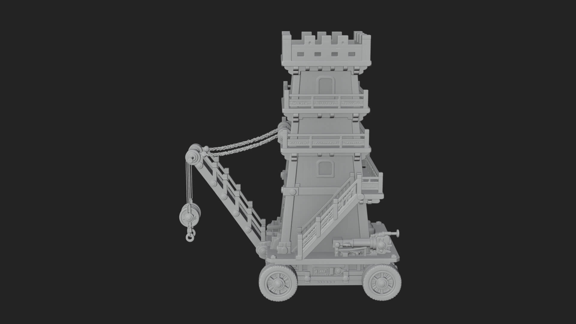 Wheeled Siege Tower Model Design 7 3D Print Model 3D Model
