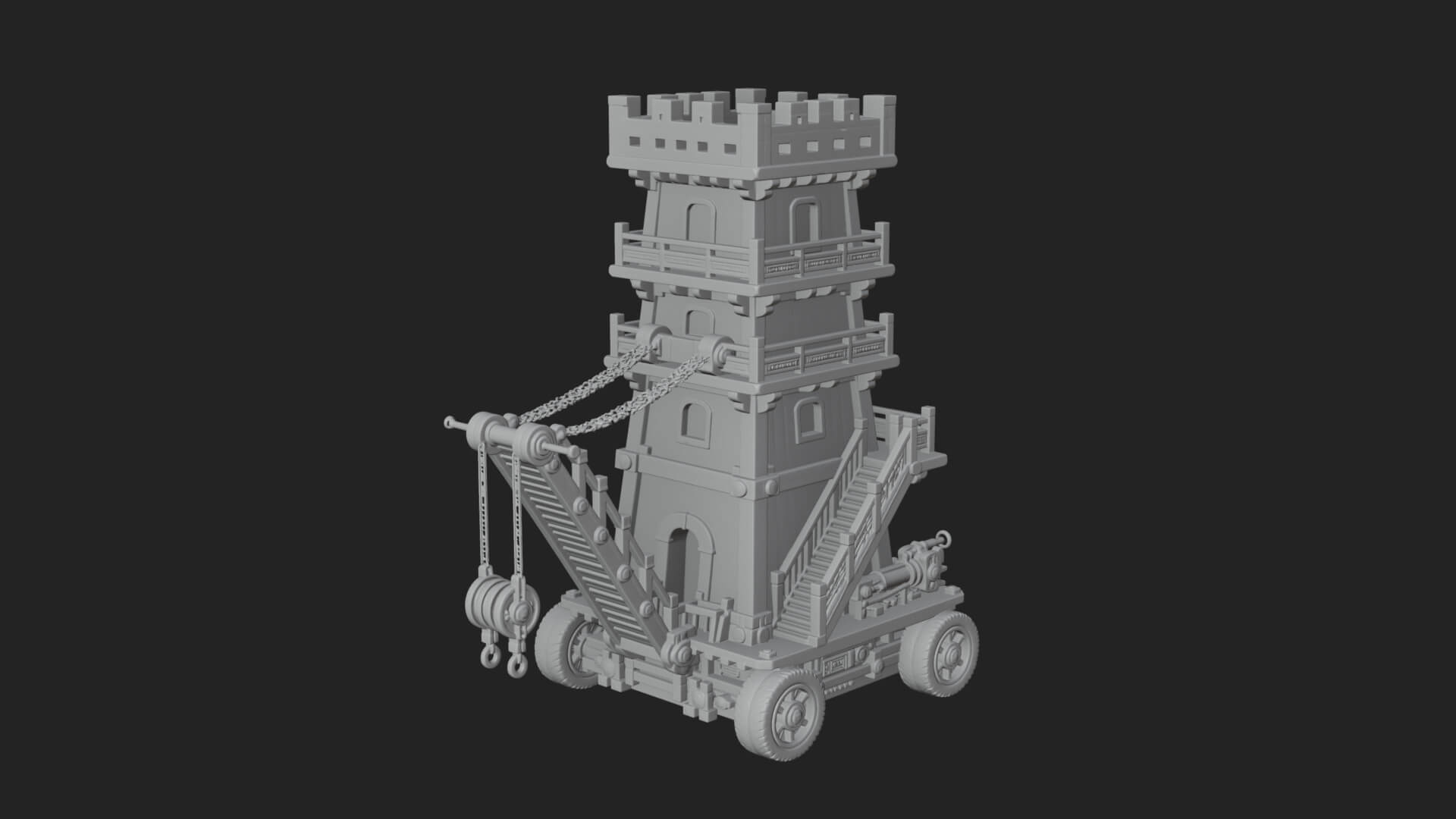 Wheeled Siege Tower Model Design 7 3D Print Model 3D Model