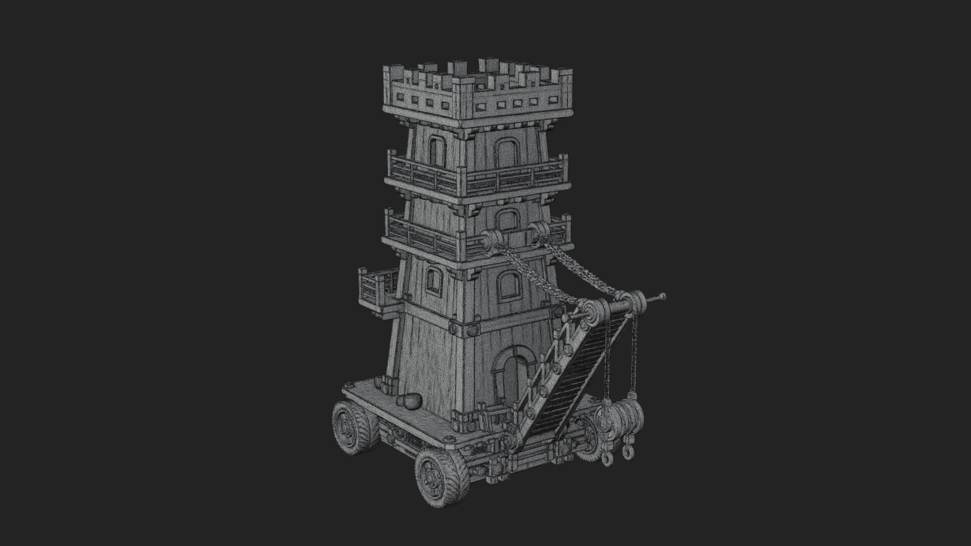 Wheeled Siege Tower Model Design 7 3D Print Model 3D Model