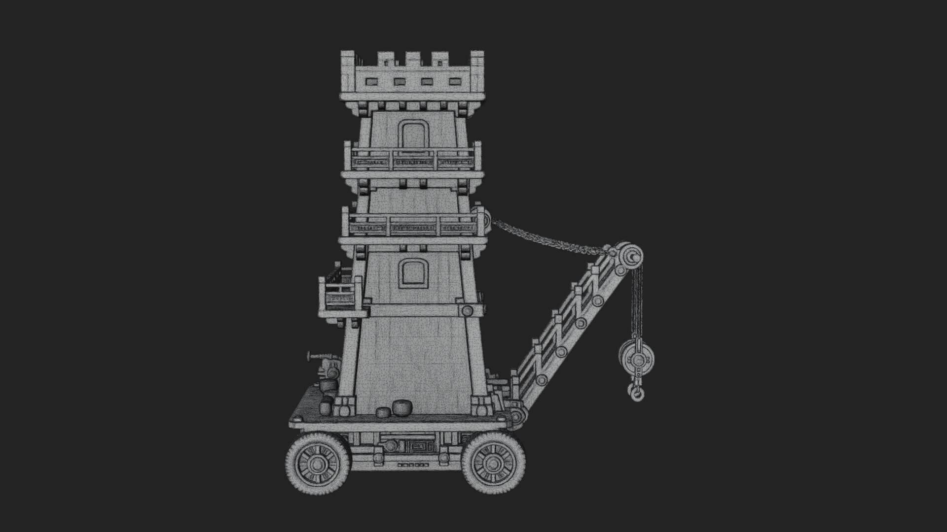 Wheeled Siege Tower Model Design 7 3D Print Model 3D Model