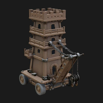 Wheeled Siege Tower Model Design 7 3D Print Model