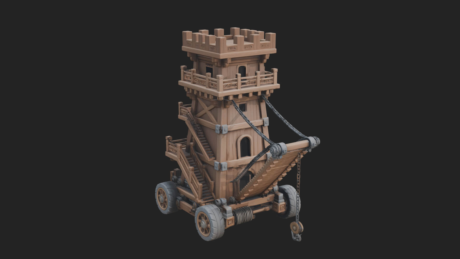 Wheeled Siege Tower Model Design 8 3D Print Model 3D Model