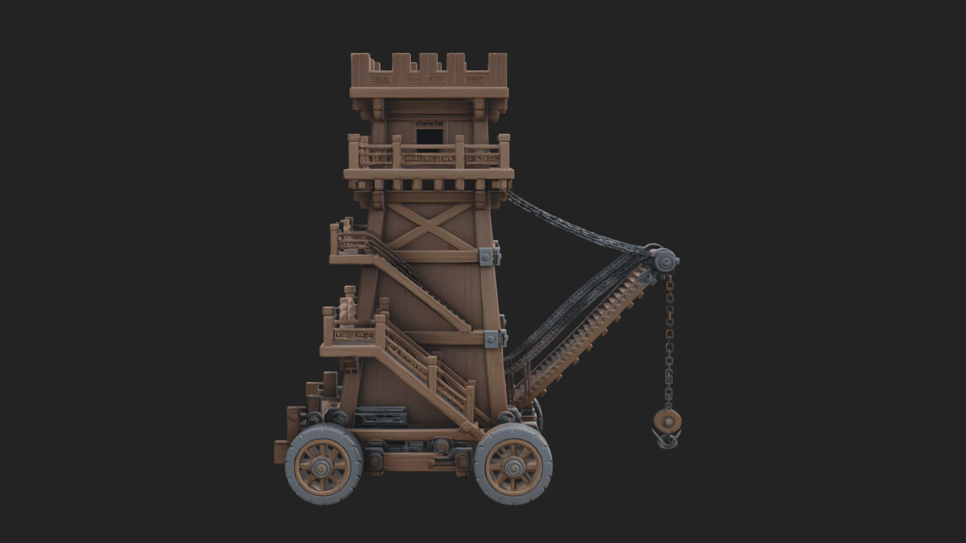 Wheeled Siege Tower Model Design 8 3D Print Model 3D Model