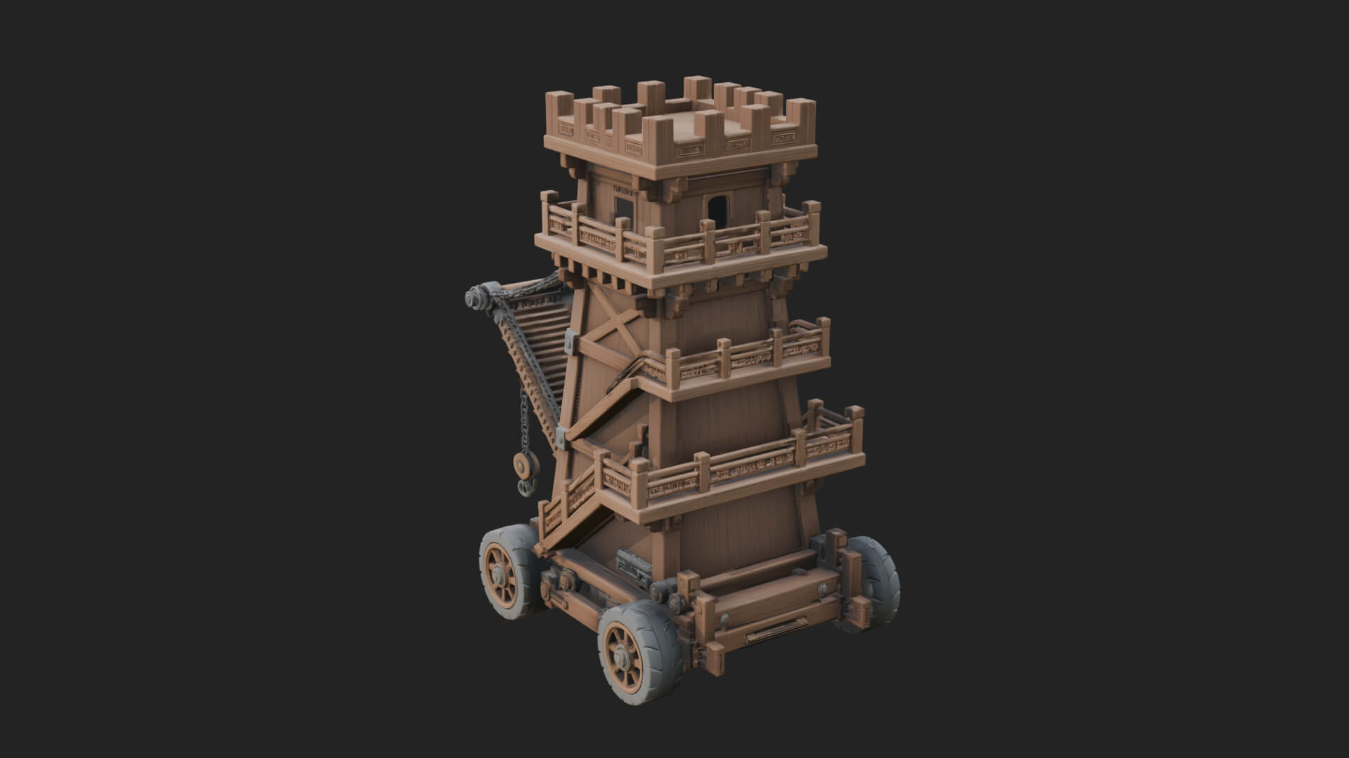 Wheeled Siege Tower Model Design 8 3D Print Model 3D Model