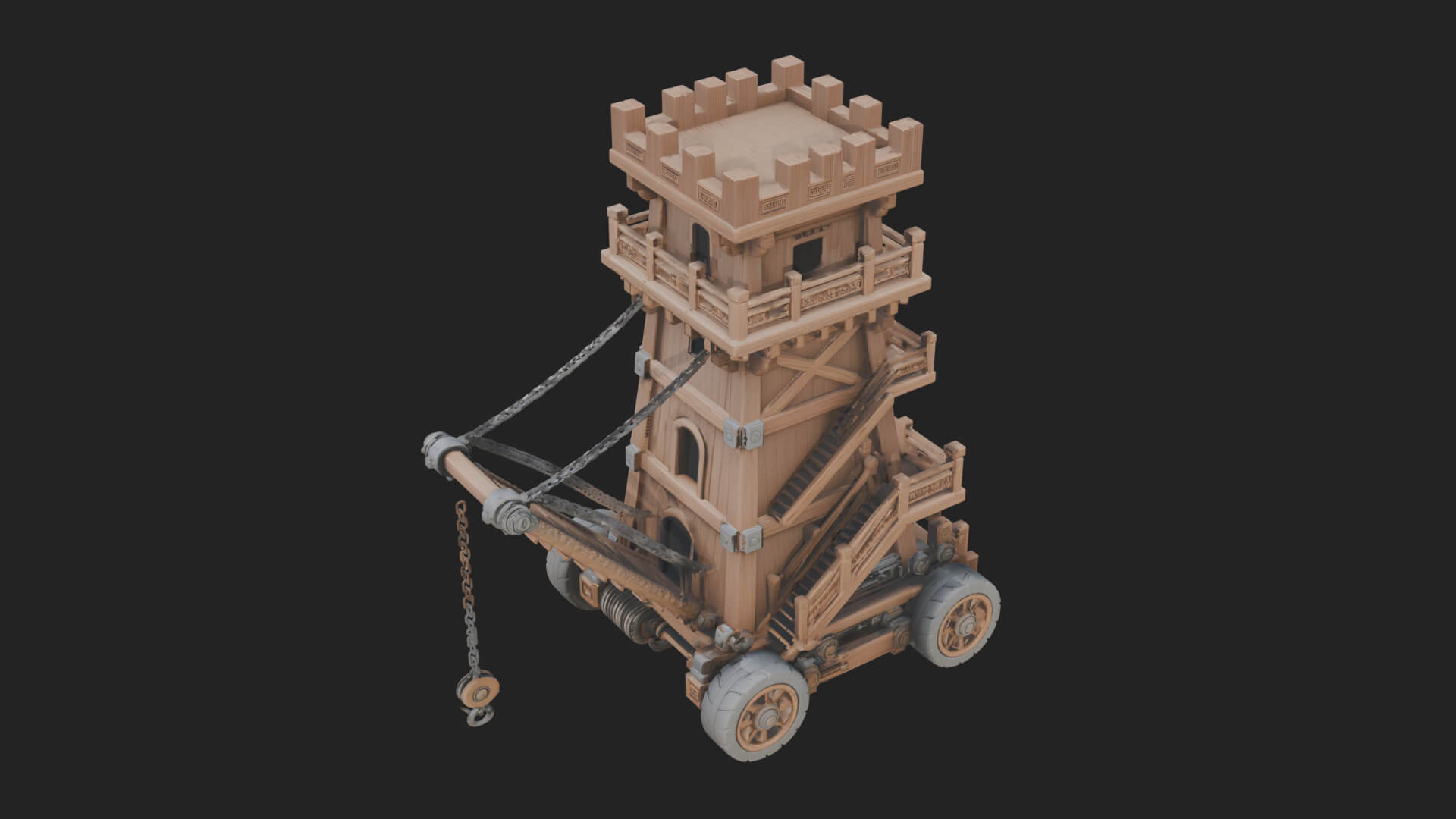 Wheeled Siege Tower Model Design 8 3D Print Model 3D Model