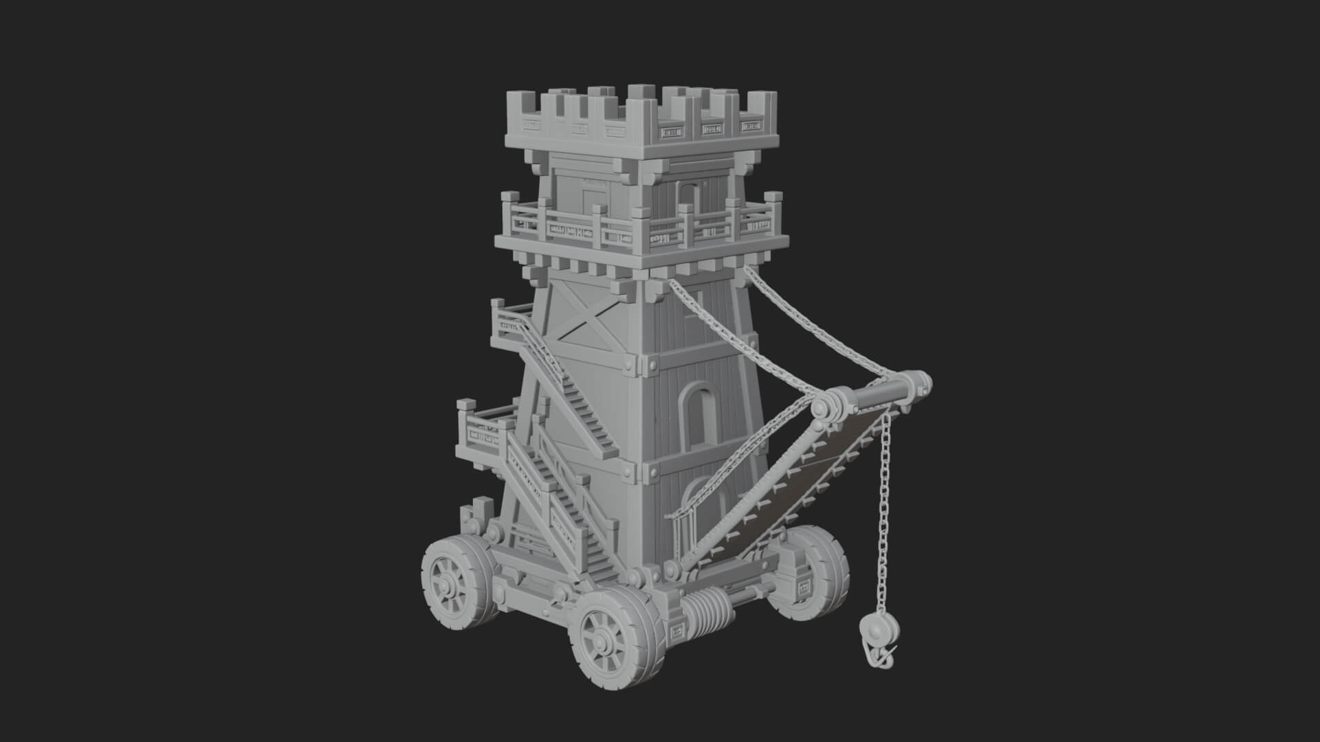 Wheeled Siege Tower Model Design 8 3D Print Model 3D Model