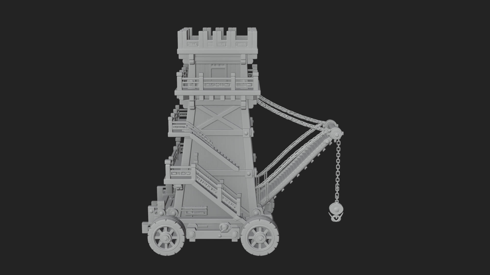 Wheeled Siege Tower Model Design 8 3D Print Model 3D Model
