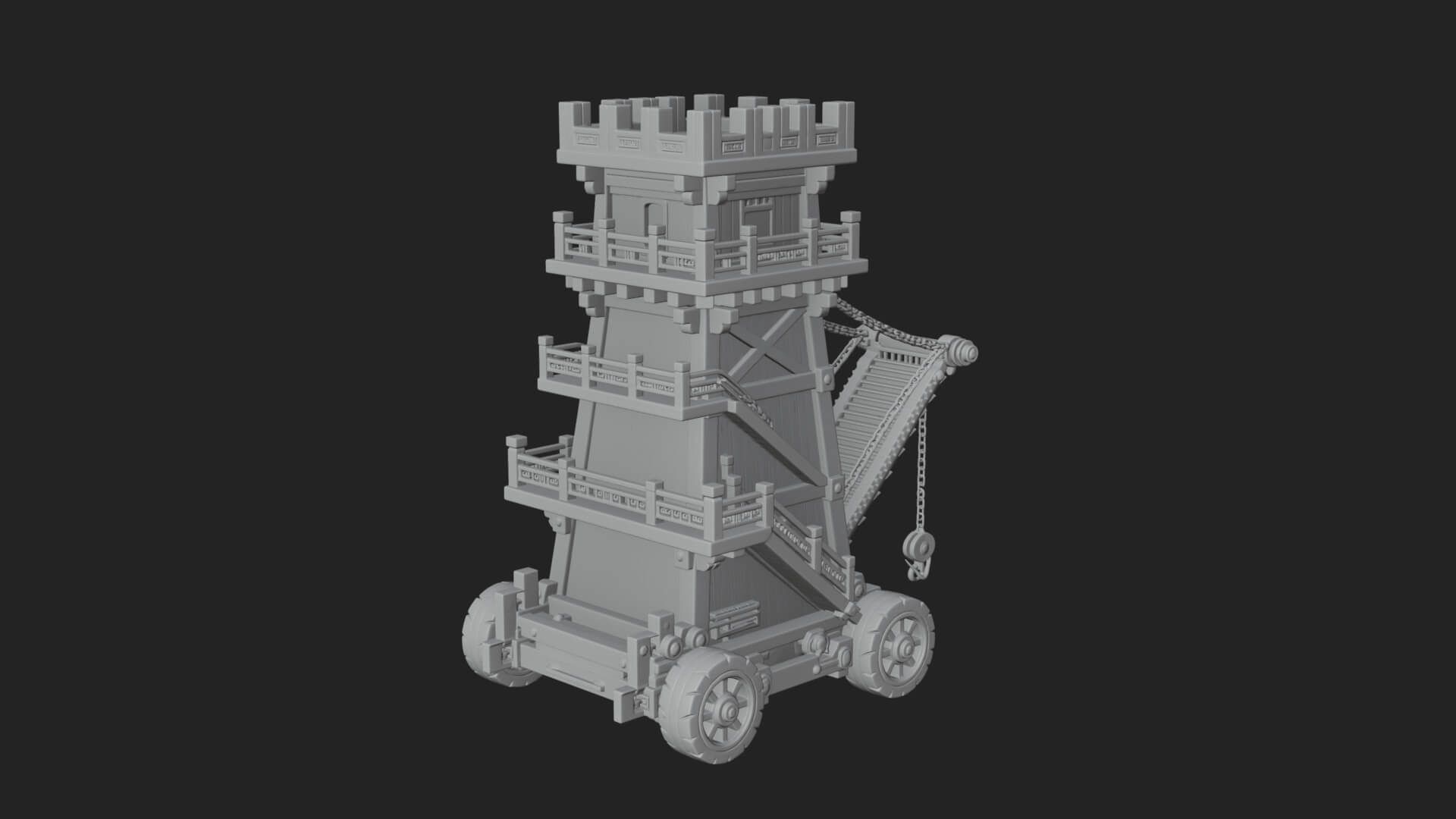 Wheeled Siege Tower Model Design 8 3D Print Model 3D Model