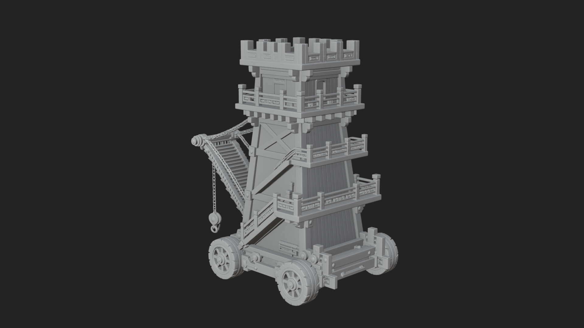 Wheeled Siege Tower Model Design 8 3D Print Model 3D Model
